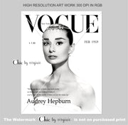 Audrey Hepburn Poster - Vogue Vintage Cover 1959 Magazine Art Poster - Fashion Wall Art - Digital Art - Fashion Home Decor