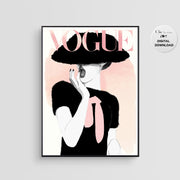 Vogue Cover Art Poster - Fashion Wall Art - Digital Art - Vogue Vintage Magazine - Vogue Watercolor Art Print - Home Decor