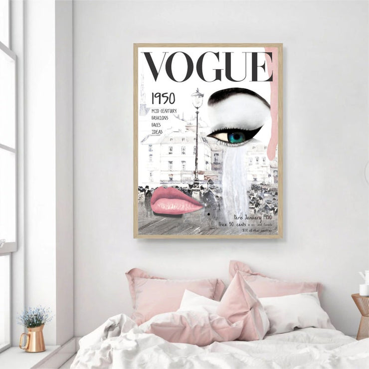 Vogue Cover 1950 Poster - Vogue Vintage Cover Magazine Art Poster - Fashion Wall Art - Digital Art - Fashion Home Decor