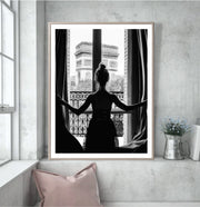 Girl In Paris Window Print - Fashion Photography - Paris Poster - Home Decor - Instant Download - High Resolution Photograph 300 DPI