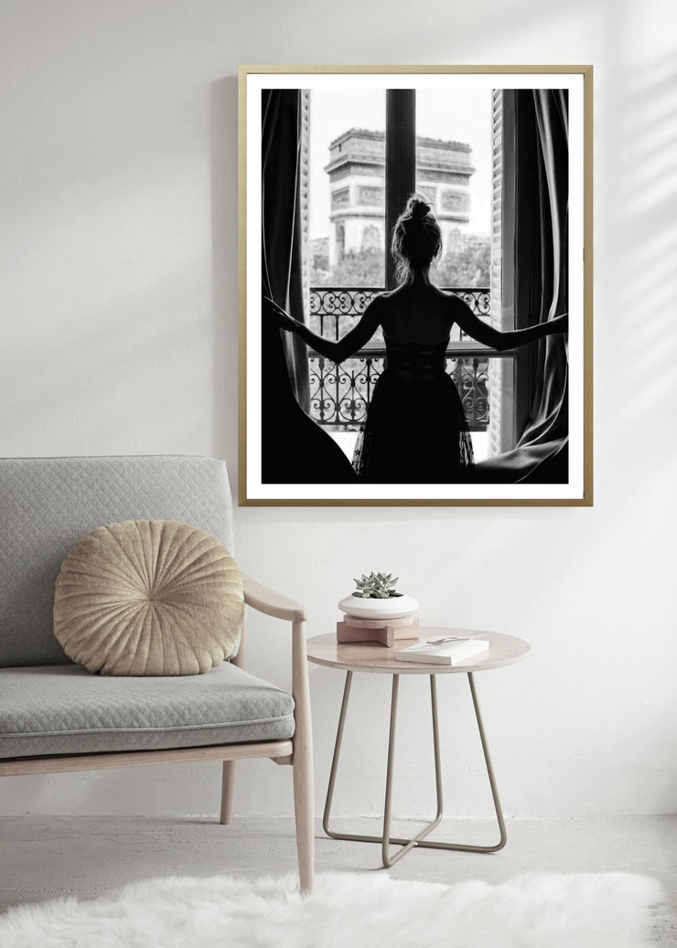Girl In Paris Window Print - Fashion Photography - Paris Poster - Home Decor - Instant Download - High Resolution Photograph 300 DPI